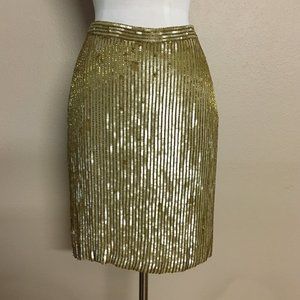 Gold Beaded Sequin Waist Skirt - Size 8